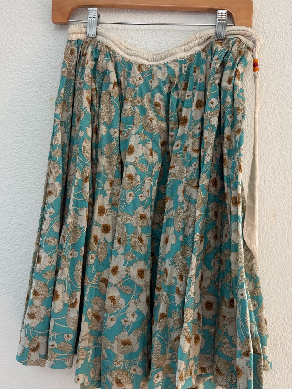 Floral Teal Tiered Maxi Skirt